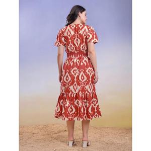 Robe mi-longue décontractée à col bateau et manches bouffantes pour femmes - Product Image 4