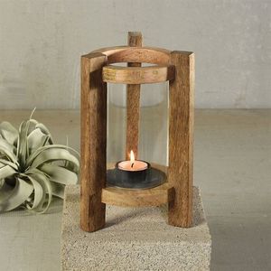 Bougeoirs en bois décoratifs de Noël de qualité supérieure en bois massif magnifiquement conçus assortis aux intérieurs de vacances élégants - Product Image 2