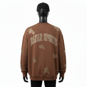 Sudadera Extra Grande para Hombre, Tejido Grueso de 320 GSM, Felpa de Algodón, Color Marrón, Ropa de Invierno, Logotipo Personalizado con Pedrería, Sudadera Básica Extra Grande - Product Image 2