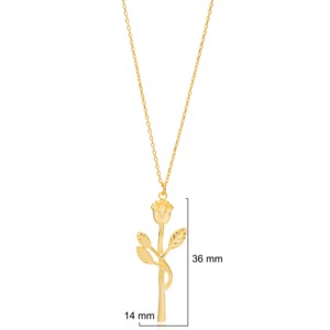 Collar con Colgante de Flor de Rosa Lisa, Joyería Turca Hecha a Mano al por Mayor, Plata de Ley 925 - Product Image 2