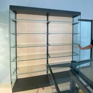 Premium Modern Single-Sided <b>Wall</b> Gondola with Glass Shelves | Powder Coated Metal Back Retail <b>Display</b> Rack with Easy Assembly - Product Image 6