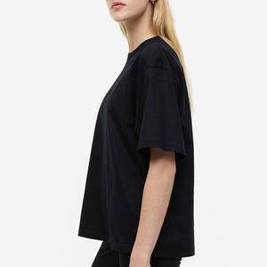 Nueva llegada de alta calidad, manga corta, logotipo personalizado, cuello redondo, Color sólido, camiseta para mujer en diferentes colores - Product Image 5