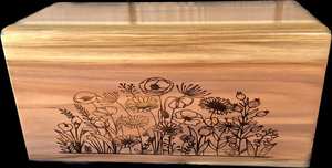 Urne funéraire en bois pour adultes, personnalisée avec des fleurs sauvages gravées, fournitures funéraires en bois pour les cendres humaines - Product Image 3