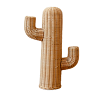 Décoration d'intérieur personnalisable en rotin naturel tressé à la main, motif cactus, écologique, pour intérieurs modernes bohèmes et art déco - Journée de la Terre