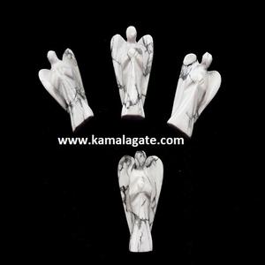 Pierre précieuse faite à la main de 2 pouces cristal d'ange sculpté Howlite naturelle pierre semi-précieuse style chakra pierre précieuse de guérison pour la vente en gros - Product Image 5