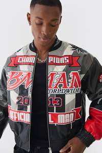 Blouson aviateur universitaire en laine de style sportif classique pour hommes veste d'hiver haute et légère en nylon matelassé avec fermeture à glissière et ourlet côtelé - Product Image 2