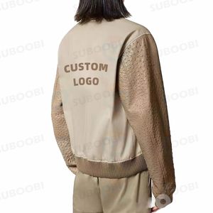 Personalizado OEM/ODM logotipo Impresión gráfica Cremallera completa PU cuero manga larga suelta empalme chaqueta de los hombres para el hombre - Product Image 2