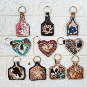 LLavero de piel de vaca a mano, novedad en llaveros vintage con estilo para llaveros personalizados, gran oferta - Product Image 6