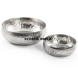 Ensemble de deux bol à chocolat argent fini à la main bol sucré forme ronde décoratif luxe nouveau bol à chocolat en métal - Product Image 2