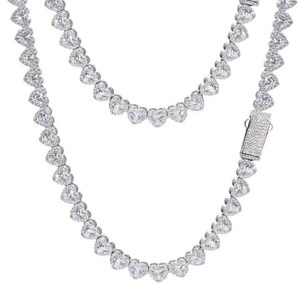Collier et bracelet de tennis en diamant Moissanite entièrement glacé avec coupe en cœur bijoux hip hop bijoux personnalisés meilleur cadeau pour hommes - Product Image 5