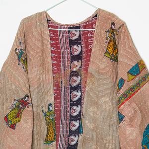 Manteau vintage de qualité supérieure, kimono Kantha, veste longue matelassée, manches longues, design patchwork, en coton, ceinture d'hiver - Product Image 2