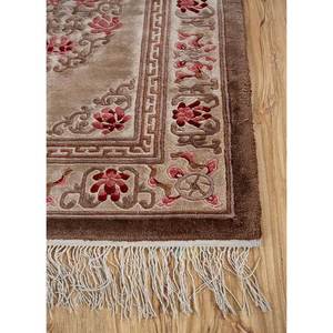 พรมไหมถักมือสีเบจน้ำตาล Gulmarg ขนาด 9x12 ฟุต ลายเมดัลเลียนใหม่ รูปทรงสี่เหลี่ยมผืนผ้า สำหรับห้องโถง ห้องนั่งเล่น ตกแต่งบ้านในฤดูร้อน - Product Image 4