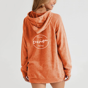 Streetwear personnalisé en coton lavé à l'acide, vintage, surdimensionné, grammes, sweat à capuche avec logo de sérigraphie pour femmes - Product Image 3