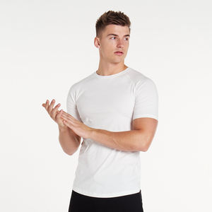 Camiseta Básica Elegante para Hombre, Ajustada, con Logotipo Personalizado, 100% Algodón Pesado, Cuello Redondo, Manga Corta, Tejido de Punto, OEM, Sólida, 200g - Product Image 1