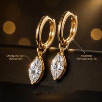 Boucles d'oreilles pendantes en moissanite taille poire, argent sterling S925 plaqué or 18 carats et platine, 0,5 ct 1 ct 4x6mm 5x8mm, clous d'oreilles pour femme, cadeau