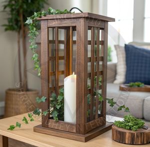 Lanterne moderne en bois pour Pâques et anniversaire | Décoration de maison de vacances intérieure/extérieure écologique et résistante à la chaleur - Product Image 1