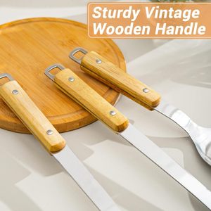 H.M.A Handicrafts Ustensiles de service élégants avec tête en bois sculpté et poignée en acier miroir pour un repas moderne - Product Image 3