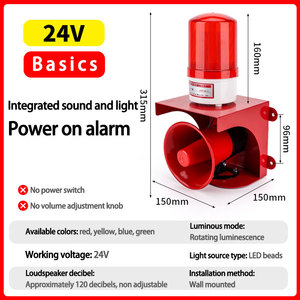 Alarma de Sonido y Luz, Bocina <span class=keywords><strong>Industrial</strong></span> de Incendio con Control Remoto Ultra Fuerte, Alarma Antirrobo de Voz de Alto Decibelio de 220V - Product Image 5