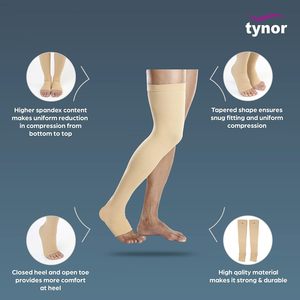 Bas de compression de qualité assurée mi-cuisse classique avec bas de compression en tissu respirant à vendre - Product Image 3