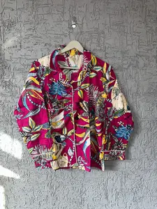 Mujer Gypsy ropa de dormir de manga larga suelta 100% algodón estampado Pijama conjunto mono estampado algodón Pijama conjunto - Product Image 4