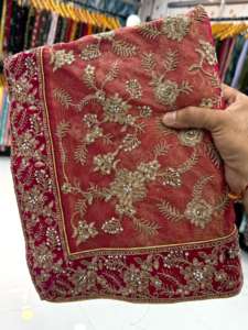 Sari en soie brodé de Zari lourd du fournisseur en gros travail ethnique indien de qualité supérieure pour les occasions de mariage et de fête - Product Image 6