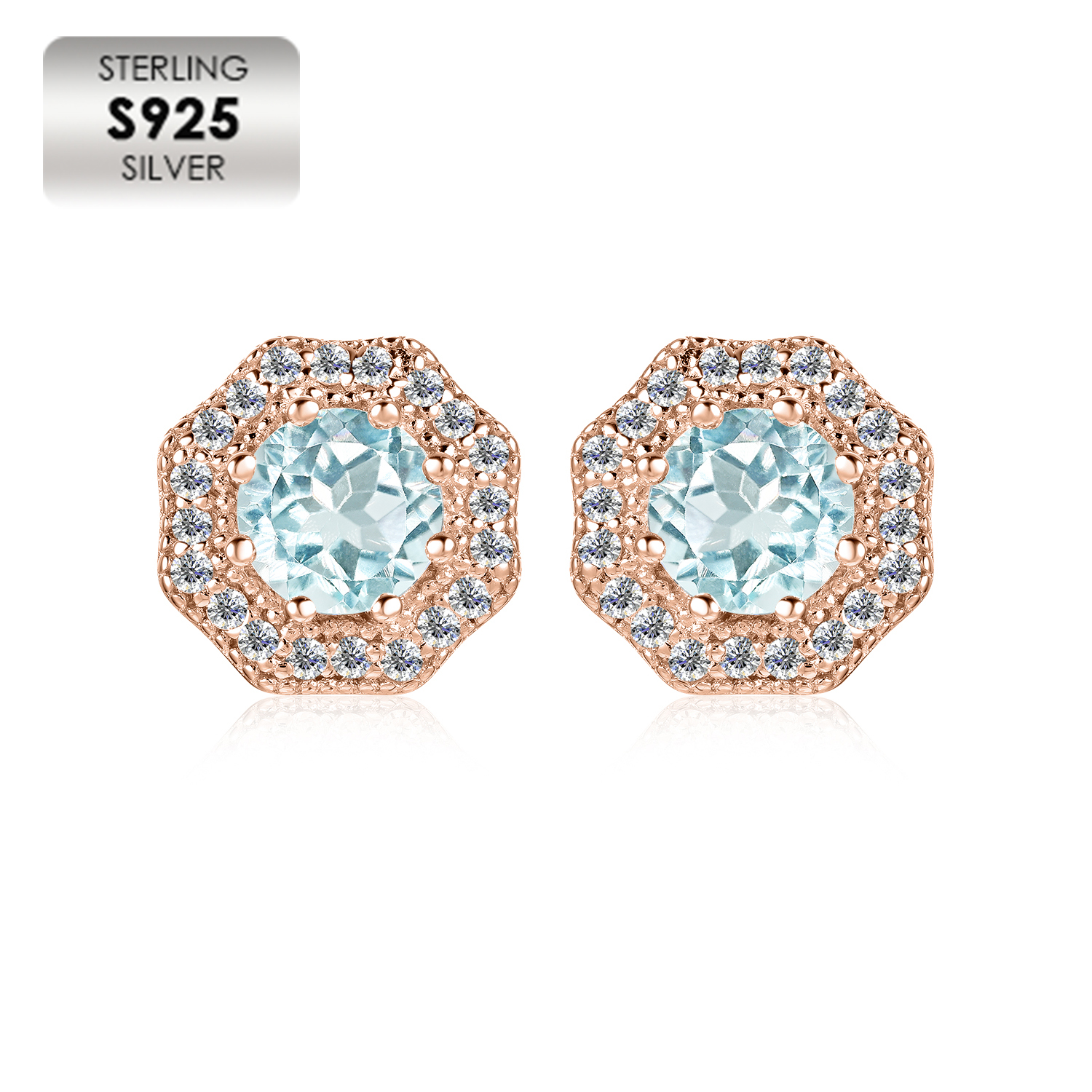 925 Silver 18K Rose Gold Plated Beautiful Women Earrings