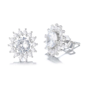 Orecchini a lobo a forma di fiore con cristalli Swarovski in oro 14k/18k, con oro rosa e oro bianco, alla moda, con diamanti 18k, per matrimoni - Product Image 2