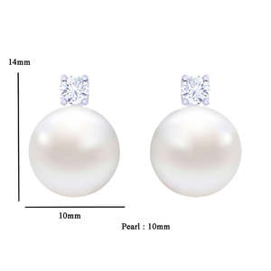 Pendientes de Perlas Clásicos de Plata de Ley 92.5 con Circonita Suiza Clara, Regalo para Mujeres y Niñas - Product Image 2