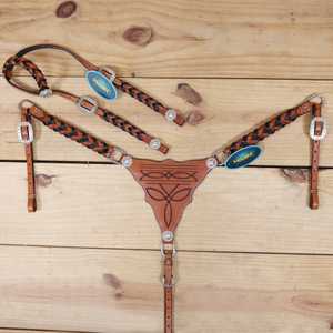 Premium Genuine Argentina Cow Leather Western Horse Bridle Breast Collar Set Lightweight Bridle Breast Collar Tack Set - Product Image 1