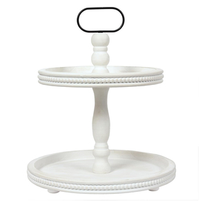 Bandeja de 2 niveles de madera maciza de lujo, bandeja de niveles de madera personalizada con cuentas, bandeja de decoración de granja, Mostrador de cocina, mesa de comedor, decoración de frutas - Product Image 4