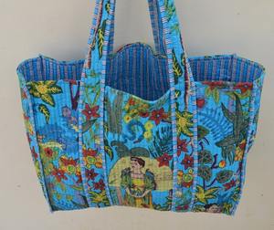 Main bloc imprimé indien à la main coton Shopping sac fourre-tout femmes sac fourre-tout à la main bloc imprimé matelassé sac à bandoulière' - Product Image 3