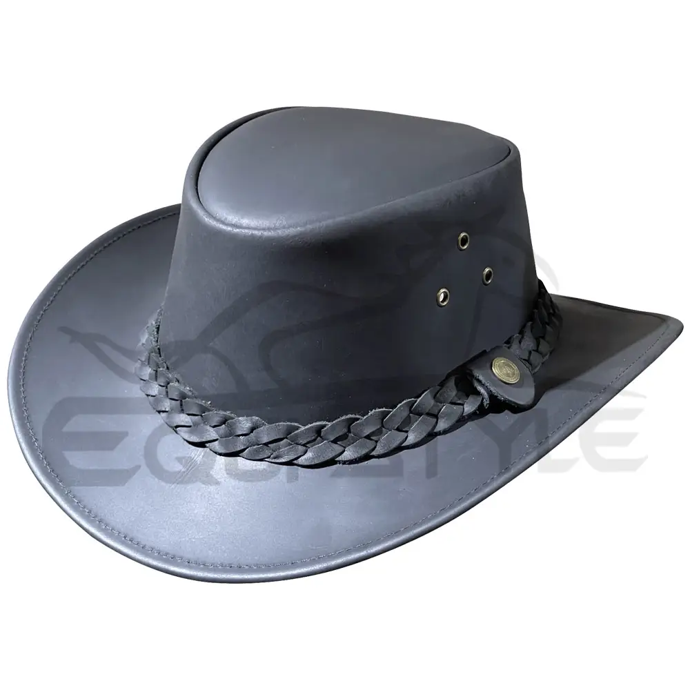 Chapeau Bush en cuir véritable pour hommes Logo personnalisé Style Cowboy occidental Chapeaux australiens tressés à quatre couches Mentonnière réglable