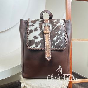 กระเป๋านักเรียนสะพายหลังหนังวัวแกะสลักด้วยมือแบบตะวันตกกระเป๋าใส่ไปโรงเรียนใช้ได้ทั้งชายและหญิงกระเป๋าอเนกประสงค์ - Product Image 1