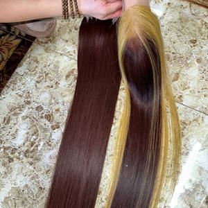 Venta al por mayor de extensiones de cabello Remy vietnamita crudo liso y recto de hueso paquetes de trama y conjunto de cierre proveedor de confianza - Product Image 1