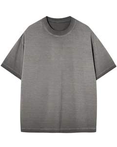 Camiseta Unisex Personalizada Color Caqui Lavado Ácido, Estilo Vintage, Cuello Redondo, Algodón Suave, Informal, Ropa de Calle - Product Image 1