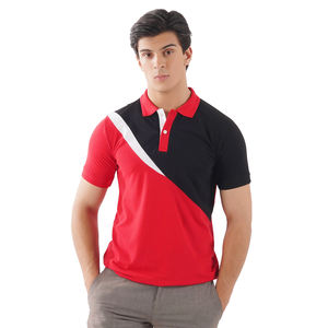 Polo à blocs de couleurs pour hommes, t-shirt à manches courtes avec logo personnalisé, vêtements de sport à panneau contrasté, haut de rue décontracté, polo élégant à coupe étroite - Product Image 1