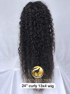 วิกผมแท้แบบอินเดียไม่ผ่านกระบวนการ100% พรีเมี่ยมคุณภาพสูงขนาด24 "" 13x4จากธรรมชาติผมหยิกแบบสวิสใสตรงจากอินเดีย - Product Image 3