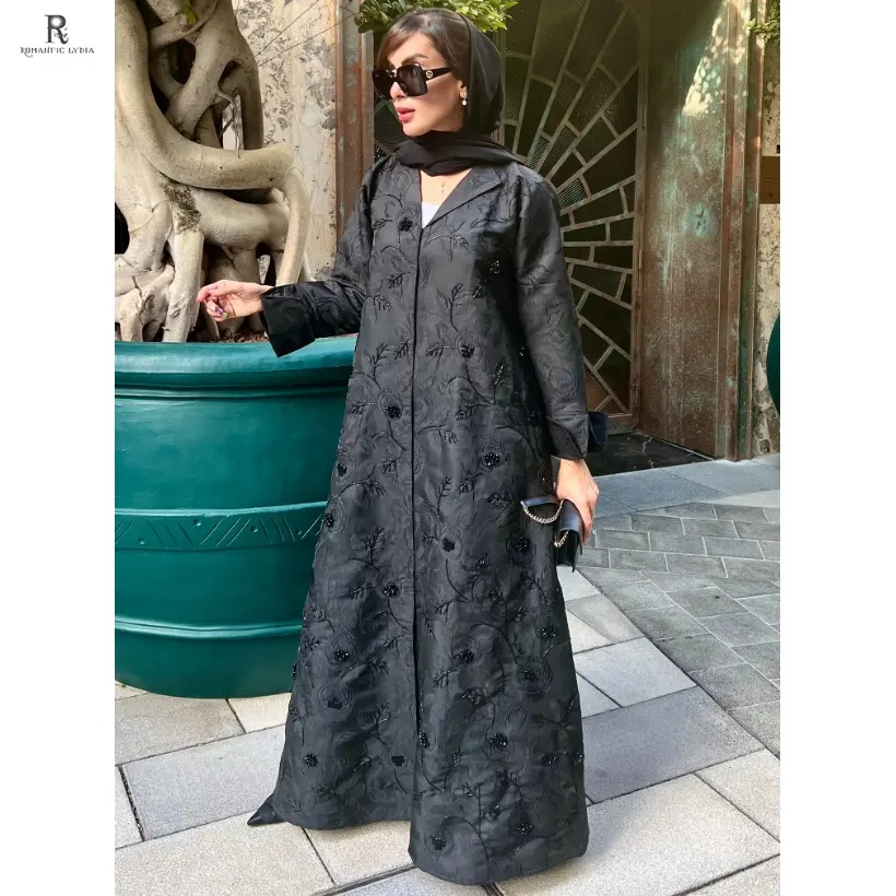 OEM Custom Abaya Manufacture High Quality Dubai Stone Abaya Qatar Open Black Abayas For Women