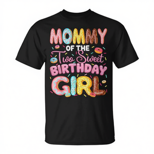 เสื้อยืดลายโดนัทสำหรับเด็กหญิงวันเกิดปีที่ 2 คุณแม่ของลูกสองคนแสนหวานสำหรับกิจกรรมส่งเสริมการขาย - Product Image 2