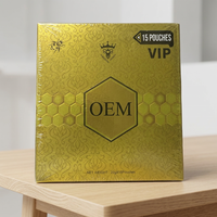 Meilleures ventes OEM ODM : Boîtes en carton doré en gros pour sachets de miel, pour miel aux herbes Power Vip, emballage de 15 sachets de miel naturel