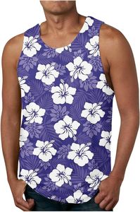 Débardeur de plage d'été et d'automne pour hommes, débardeur à col ras du cou hawaïen anti-boulochage respirant, pour travail décontracté tricoté - Product Image 3