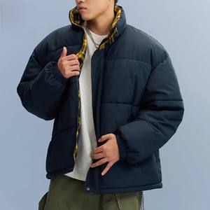 Wholesale Custom Unisex Hooded Canvas Puffer Jacket <b>Waterproof</b> Polyester Filled <b>Winter</b> <b>Coat</b> with Front Logo - Product Image 2