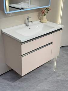 Modern Luxury High Grade <b>Wall</b>-mounted Furniture Bathroom Vanity with Integrated Ceramic Sink and two drawers - Product Image 6