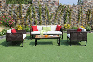 Meubles de jardin extérieurs modernes avec cadre en aluminium Ensembles de salle à manger en osier pour le salon Matériau en rotin - Product Image 3