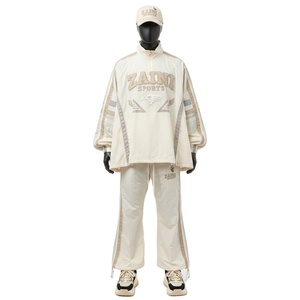 Conjunto de cortavientos para hombre, tejido de poliéster transpirable, paneles de color neutro, logotipo térmico personalizado, talla grande - Product Image 1