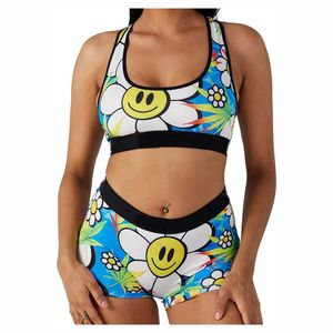 Conjunto de Yoga de Verano para Mujer Tallas Grandes, Diseño Superior, Transpirable, de 2 Piezas: Top Corto y Pantalones Cortos Ajustados con Cintura Elástica, Secado Rápido, Color Liso en la Parte Delantera - Product Image 5