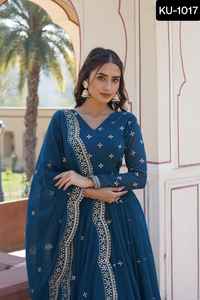 Indian Pakistani Readymade Faux Georgette Zari Lentejuelas Bordado Mangas completas Bordado Cut-Work Leranath Fasion 2017 - Product Image 6
