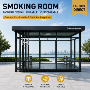 Cabine de fumeurs extérieure ignifugée en structure acier |   Salon de fumeurs mobile résistant aux intempéries, installation facile pour usine ou bureau - Product Image 1