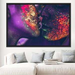 Impression sur toile « Baiser Sensuel Élégant » : Décoration murale pour adultes, TOILE ENCADRÉE NOIRE - Product Image 1