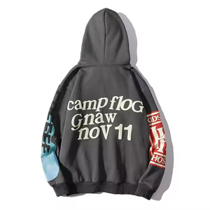 Logo personnalisé 100% coton pull à capuche surdimensionné bouffée impression numérique Streetwear hiver Style fabricants en vrac-teint en plaine - Product Image 2